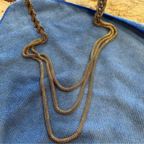Women’s costume gold plated  chain, three layers  in the front braided neckline - Picture 3 of 3